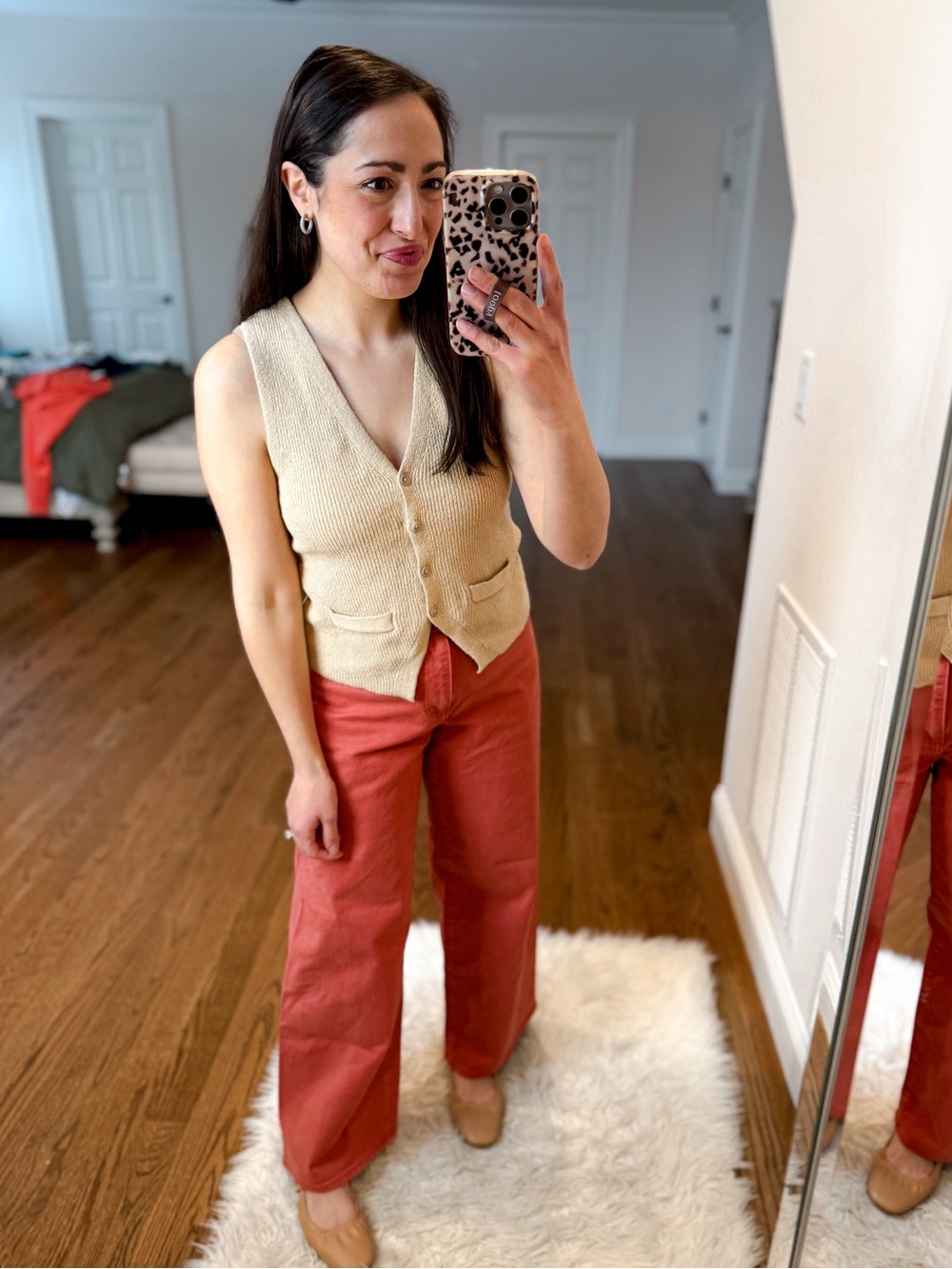 Universal Thread High-Rise Wide-Leg Pants in Brick Red